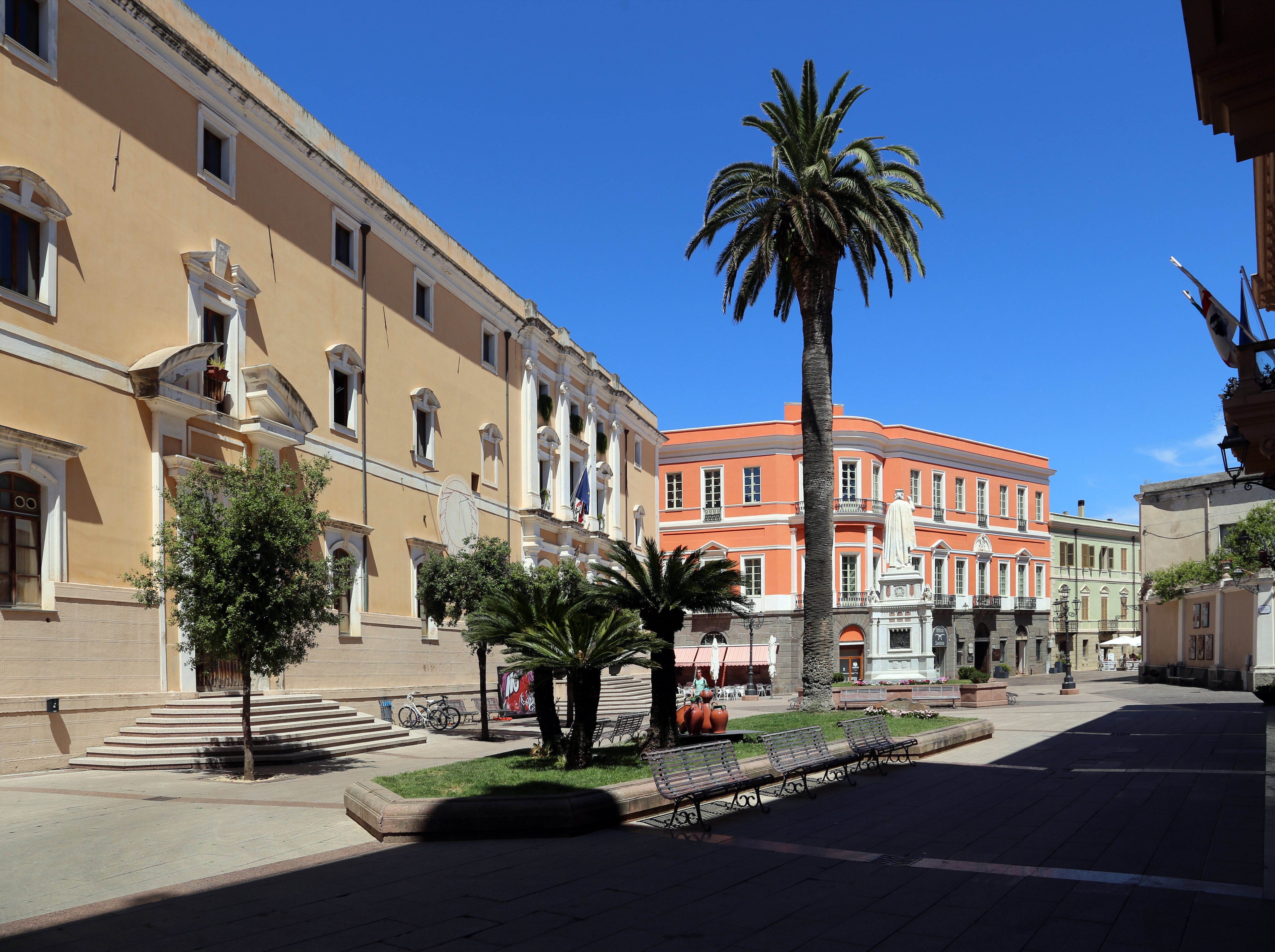 Piazza Eleonora in Oristano at golden hour