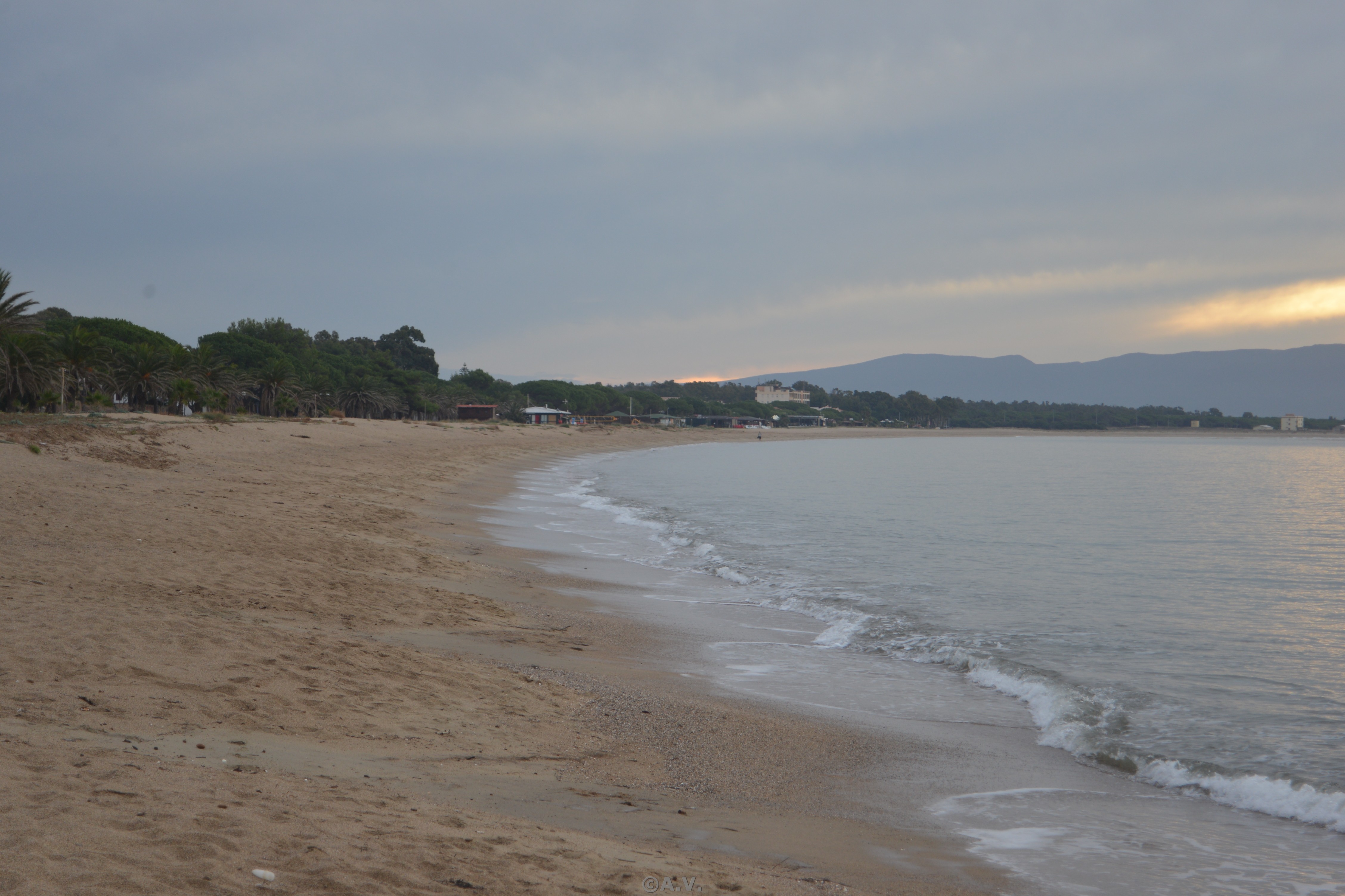 Torregrande beach near Oristano with a calm shoreline and open sand